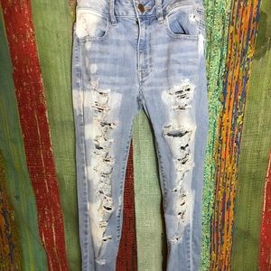Ripped Hollister jeans, high rise, size 00